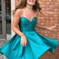 A-Line/Princess Satin Sweetheart Sleeveless Ruffles Short/Mini Homecoming Dresses DEP0004554