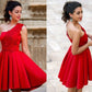 A-Line/Princess Satin Applique One-Shoulder Sleeveless Short/Mini Homecoming Dress DEP0003787