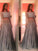 A-Line/Princess Off-the-Shoulder 3/4 Sleeves Floor-Length Beading Satin Two Piece Dresses DEP0002848