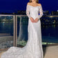 Sheath/Column Lace Off-the-Shoulder Long Sleeves Court Train Wedding Dresses DEP0006120