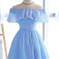 A-Line/Princess Chiffon Ruffles Off-the-Shoulder Sleeveless Short/Mini Homecoming Dresses DEP0003324
