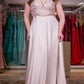 A-Line/Princess V-neck Sleeveless Applique Floor-Length Elastic Woven Satin Plus Size Dresses DEP0003917