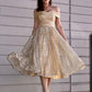 A-Line/Princess Ruched Off-the-Shoulder Sleeveless Tea-Length Homecoming Dresses DEP0004497