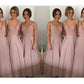 A-Line/Princess V-neck Sleeveless Floor-Length Beading Taffeta Bridesmaid Dresses DEP0005191