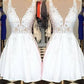 A-Line/Princess Sleeveless Bateau Lace Applique Short/Mini Dresses DEP0008256