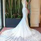 Trumpet/Mermaid 1/2 Sleeves Square Cathedral Train Applique Lace Wedding Dresses DEP0006540