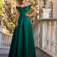 A-Line/Princess Off-the-Shoulder Sequin Sleeveless Satin Floor-Length Dresses DEP0002252