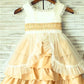 A-line/Princess Square Sleeveless Layers Tea-Length Satin Flower Girl Dresses DEP0007805