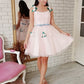 A-Line/Princess Tulle Hand-Made Flower Square Sleeveless Short/Mini Dresses DEP0004852