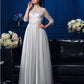 A-Line/Princess Scoop Applique 3/4 Sleeves Long Elastic Woven Satin Mother of the Bride Dresses DEP0007198