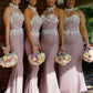 Trumpet/Mermaid Halter Sleeveless Satin Floor-Length Bridesmaid Dresses DEP0005134