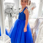 A-Line/Princess Tulle Ruffles Halter Sleeveless Tea-Length Flower Girl Dresses DEP0007464