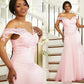 Sheath/Column Stretch Crepe Lace Off-the-Shoulder Sleeveless Floor-Length Bridesmaid Dresses DEP0004970