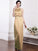 Sheath/Column Scoop Sleeveless Beading Bowknot Long Elastic Woven Satin Bridesmaid Dresses DEP0005506