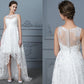 A-Line/Princess Scoop Sleeveless Asymmetrical Lace Wedding Dresses DEP0006018