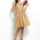 A-Line/Princess Bateau Pleats Sleeveless Short Taffeta Bridesmaid Dresses DEP0005452
