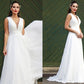 A-Line/Princess Chiffon Ruffles V-neck Sleeveless Sweep/Brush Train Wedding Dresses DEP0006146
