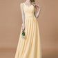 A-Line/Princess V-neck Chiffon Floor-Length Sleeveless Bridesmaid Dresses DEP0005020
