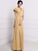 Sheath/Column V-neck Short Sleeves Pleats Long Chiffon Bridesmaid Dresses DEP0005438
