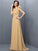 A-Line/Princess Bateau Hand-Made Flower Sleeveless Long Chiffon Bridesmaid Dresses DEP0005638
