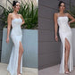 Sheath/Column Lace Ruched Halter Sleeveless Floor-Length Wedding Dresses DEP0006054