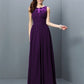 A-Line/Princess Bateau Pleats Sleeveless Long Chiffon Bridesmaid Dresses DEP0005451