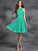 A-line/Princess Halter Lace Sleeveless Short Chiffon Bridesmaid Dresses DEP0005310