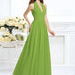 A-Line/Princess Halter Pleats Sleeveless Long Chiffon Bridesmaid Dresses DEP0002801