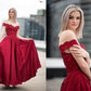 Ball Gown Off-the-Shoulder Satin Applique Sleeveless Floor-Length Dresses DEP0001659