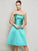 A-Line/Princess Strapless Sleeveless Pleats Short Satin Bridesmaid Dresses DEP0005265