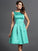 A-Line/Princess Scoop Sleeveless Short Satin Bridesmaid Dresses DEP0005459