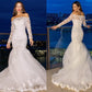 Trumpet/Mermaid Lace Tulle Long Sleeves Off-the-Shoulder Sweep/Brush Train Wedding Dresses DEP0005958