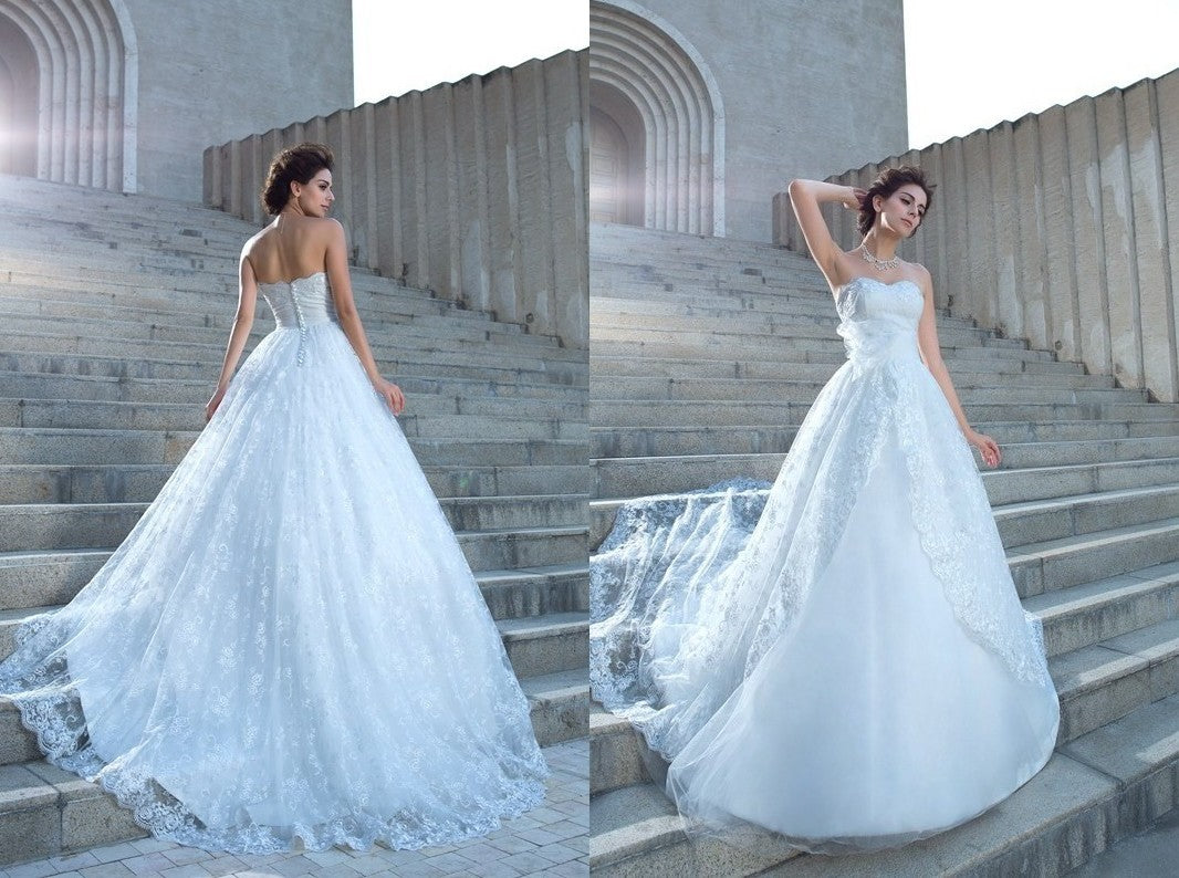 Ball Gown Sweetheart Lace Sleeveless Long Lace Wedding Dresses DEP0006565