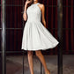 A-Line/Princess High Neck Pleats Sleeveless Short Chiffon Bridesmaid Dresses DEP0005261