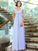 A-Line/Princess V-neck Sleeveless Long Chiffon Bridesmaid Dresses DEP0005524