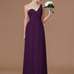 A-Line/Princess One-Shoulder Sleeveless Ruched Floor-Length Chiffon Bridesmaid Dresses DEP0005033