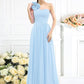 A-Line/Princess One-Shoulder Pleats Sleeveless Long Chiffon Bridesmaid Dresses DEP0005289