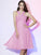 A-Line/Princess Halter Sleeveless Pleats Short Chiffon Bridesmaid Dresses DEP0005098