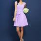 A-Line/Princess V-neck Pleats Bowknot Sleeveless Short Chiffon Bridesmaid Dresses DEP0005372