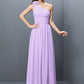 A-Line/Princess One-Shoulder Pleats Sleeveless Long Chiffon Bridesmaid Dresses DEP0005383