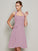 A-Line/Princess Halter Sleeveless Pleats Bowknot Short Chiffon Bridesmaid Dresses DEP0005094
