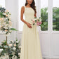 A-Line/Princess Chiffon Applique Square Sleeveless Floor-Length Bridesmaid Dresses DEP0004921