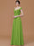 A-Line/Princess V-neck Sleeveless Floor-Length Lace Chiffon Bridesmaid Dresses DEP0005569