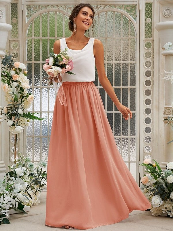 A-Line/Princess Chiffon Ruffles Scoop Sleeveless Floor-Length Bridesmaid Dresses DEP0004949