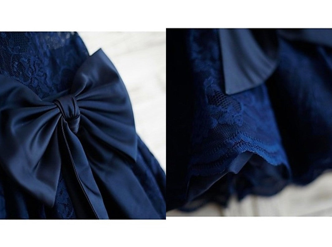A-line/Princess Scoop Sleeveless Bowknot Tea-Length Lace Flower Girl Dresses DEP0007706