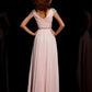 A-Line/Princess V-neck Short Sleeves Ruffles Long Chiffon Dresses DEP0002299