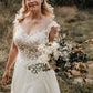 A-Line/Princess Tulle Applique Scoop Sweep/Brush Train Sleeveless Wedding Dresses DEP0006720