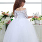 Ball Gown Off-the-Shoulder 1/2 Sleeves Lace Floor-Length Tulle Flower Girl Dresses DEP0007578
