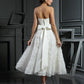 A-Line/Princess Sweetheart Bowknot Sleeveless Short Satin Wedding Dresses DEP0006426