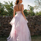A-Line/Princess Tulle Ruffles V-neck Sleeveless Floor-Length Dresses DEP0001569